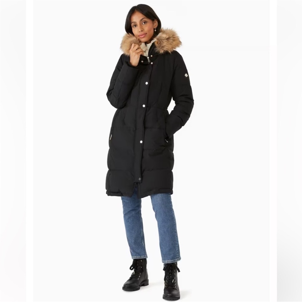 Kate Spade Black Puffer Coat with Fur Hood